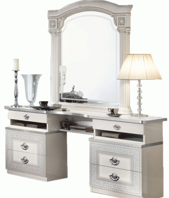 Bedroom Furniture Dressers and Chests Aida White/Silver Vanity Dresser