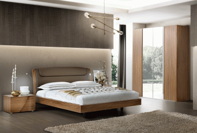 Bedroom Furniture Modern Bedrooms QS and KS Luna QS Bedroom Set **Dark Headboard (QS Upholstered Bed, 2xNight Stand, Dressing Table, Mirror)