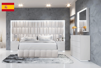 Bedroom Furniture Modern Bedrooms QS and KS Orion Bed with Wave White cases