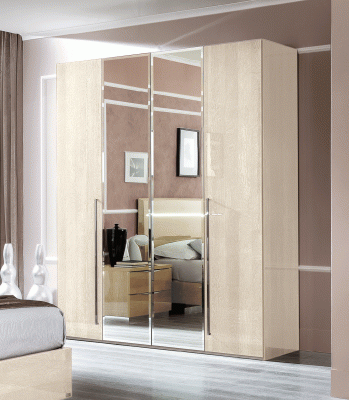 Maia/Platinum/Ambra 4 Door Wardrobe Betulla Sabbia