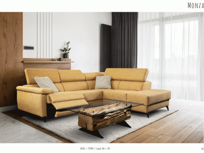 Living Room Furniture Reclining and Sliding Seats Sets Monza Sectional w/Recliner