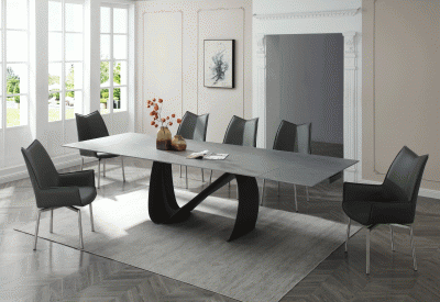 9087 Table Dark grey with 1218 swivel dark grey chair