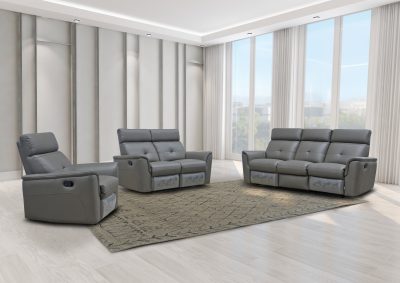 Living Room Furniture Reclining and Sliding Seats Sets 8501 Dark Grey w/Manual Recliner