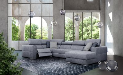 Clearance Living Room Quartz Sectional Right w/Electric Recliner and Bed