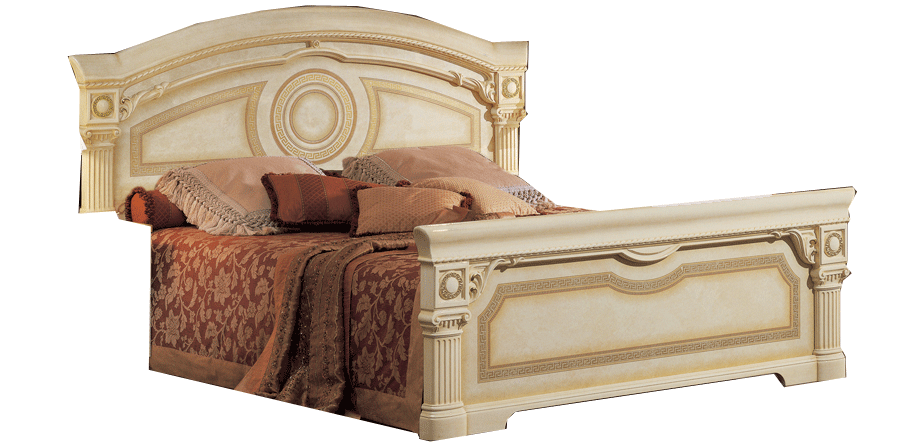Bedroom Furniture Classic Bedrooms QS and KS Aida Bed Ivory w/Gold
