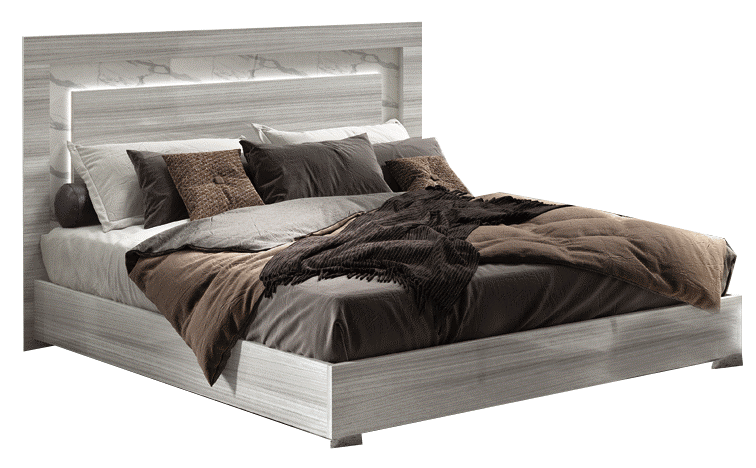 Bedroom Furniture Mattresses, Wooden Frames Carrara Bed Grey w/Light