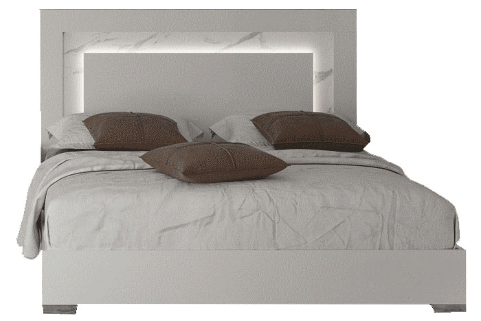 Brands Status Modern Collections, Italy Carrara Bed White w/Light