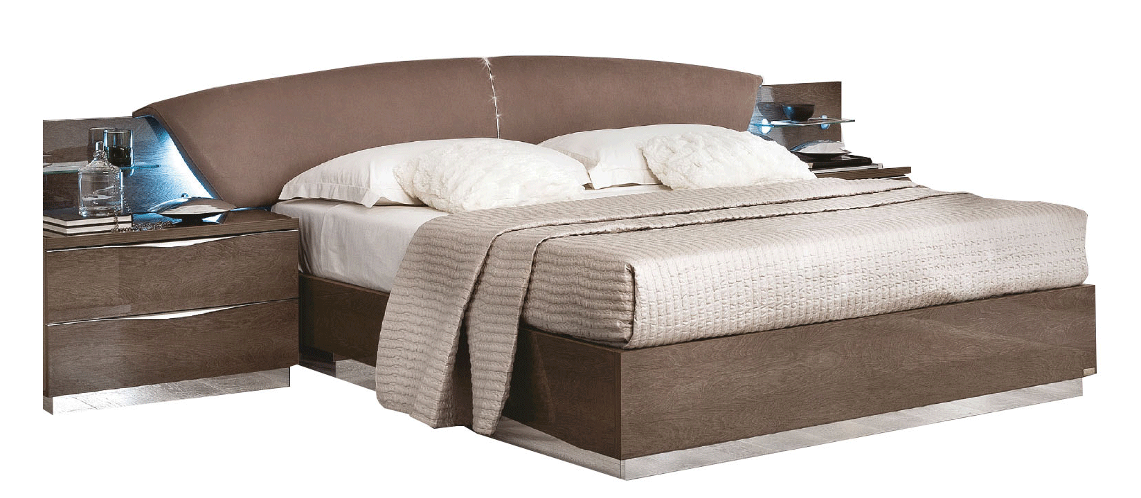 Bedroom Furniture Modern Bedrooms QS and KS Platinum DROP Bed SILVER BIRCH