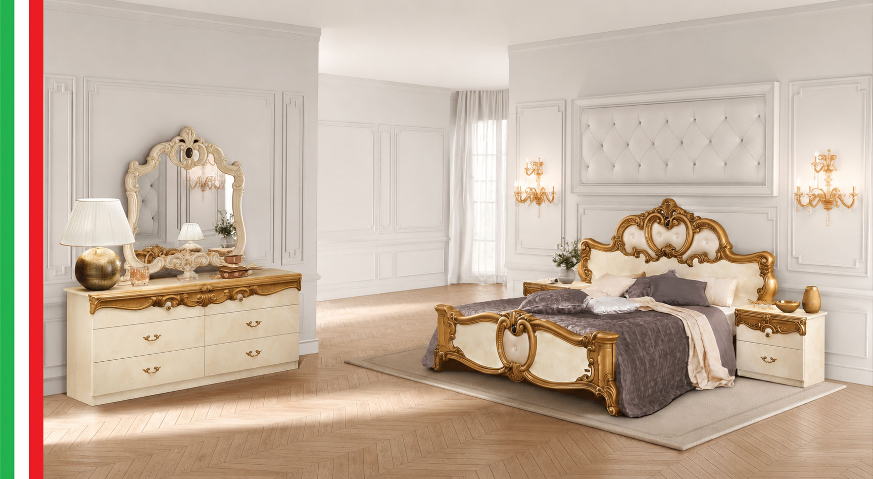Brands Camel Modum Collection, Italy Barocco Ivory w/Gold Bedroom