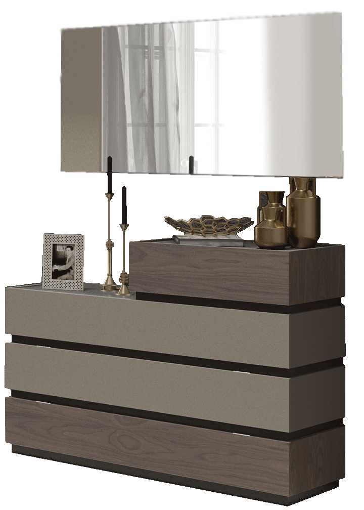 Bedroom Furniture Modern Bedrooms QS and KS Leo Dresser/Chest/Mirror