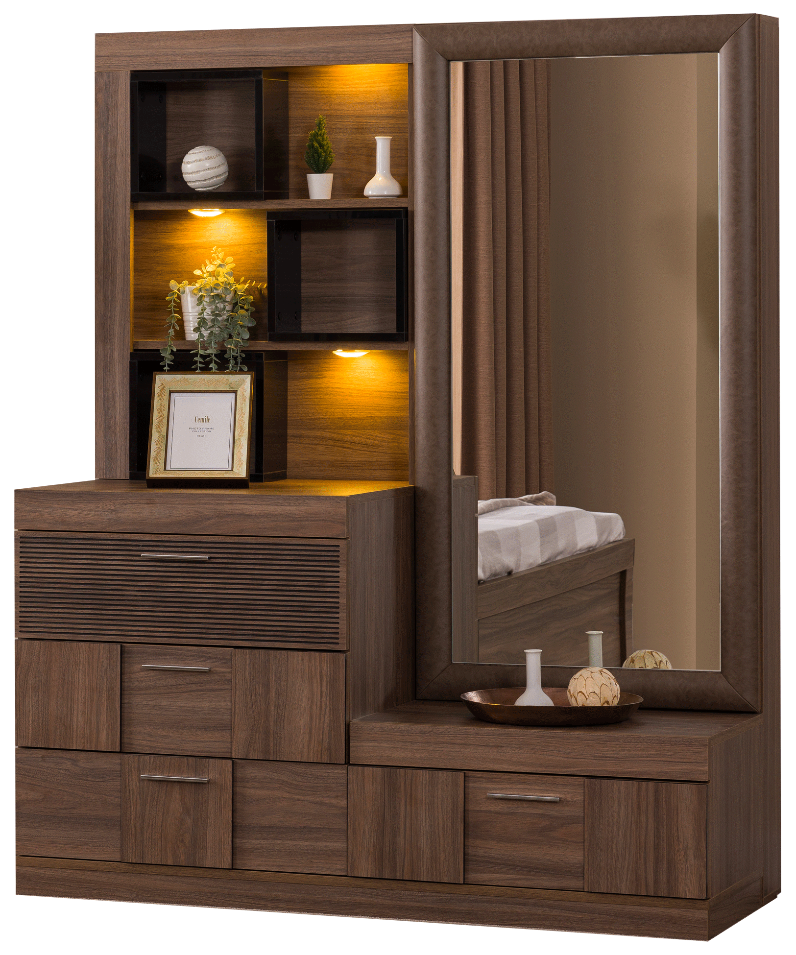 Bedroom Furniture Modern Bedrooms QS and KS Lindo dresser with mirror