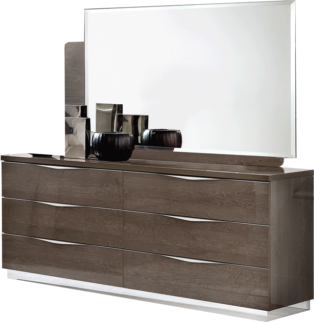 Bedroom Furniture Beds with storage Platinum LEGNO Dressers & Mirror SILVER BIRCH