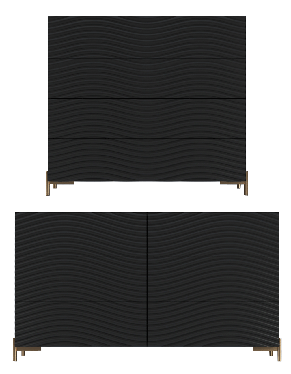 Brands Franco Furniture New BELLA Vanity Chest Wave Dressers / Mirrors Dark grey