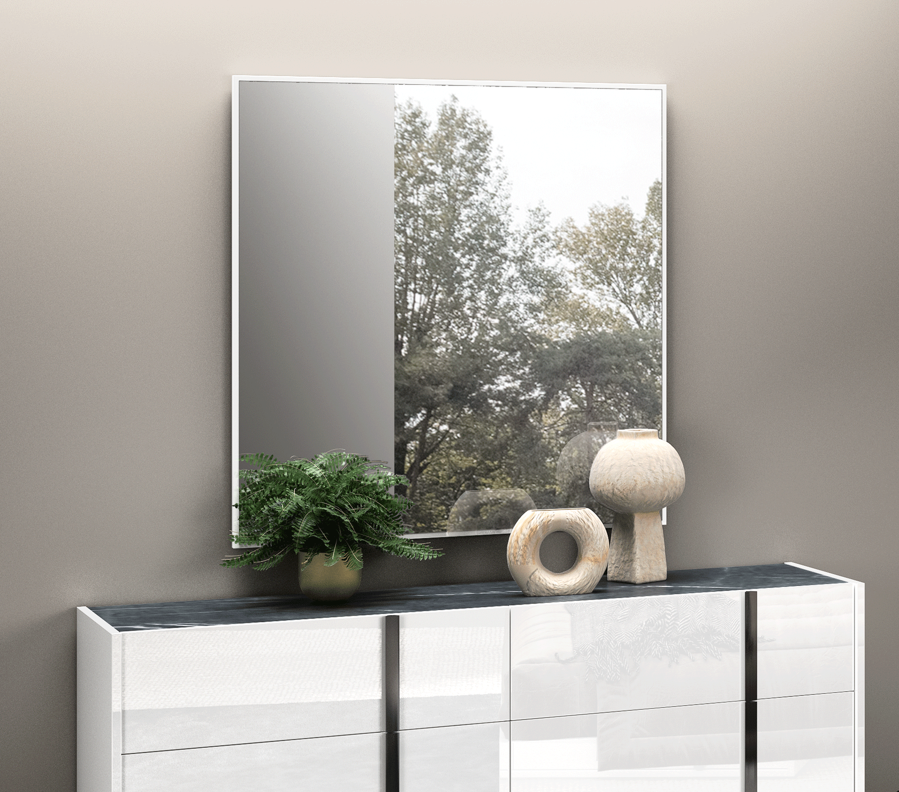 Bedroom Furniture Modern Bedrooms QS and KS Bianca Marble Mirror