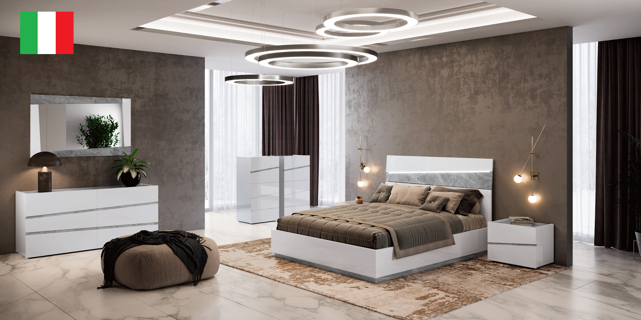 Bedroom Furniture Modern Bedrooms QS and KS Alba Bedroom w/ Light by Camelgroup – Italy