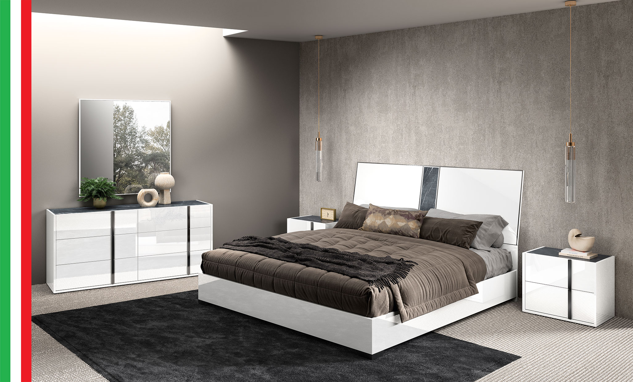 Bedroom Furniture Modern Bedrooms QS and KS Bianca Marble Bedroom