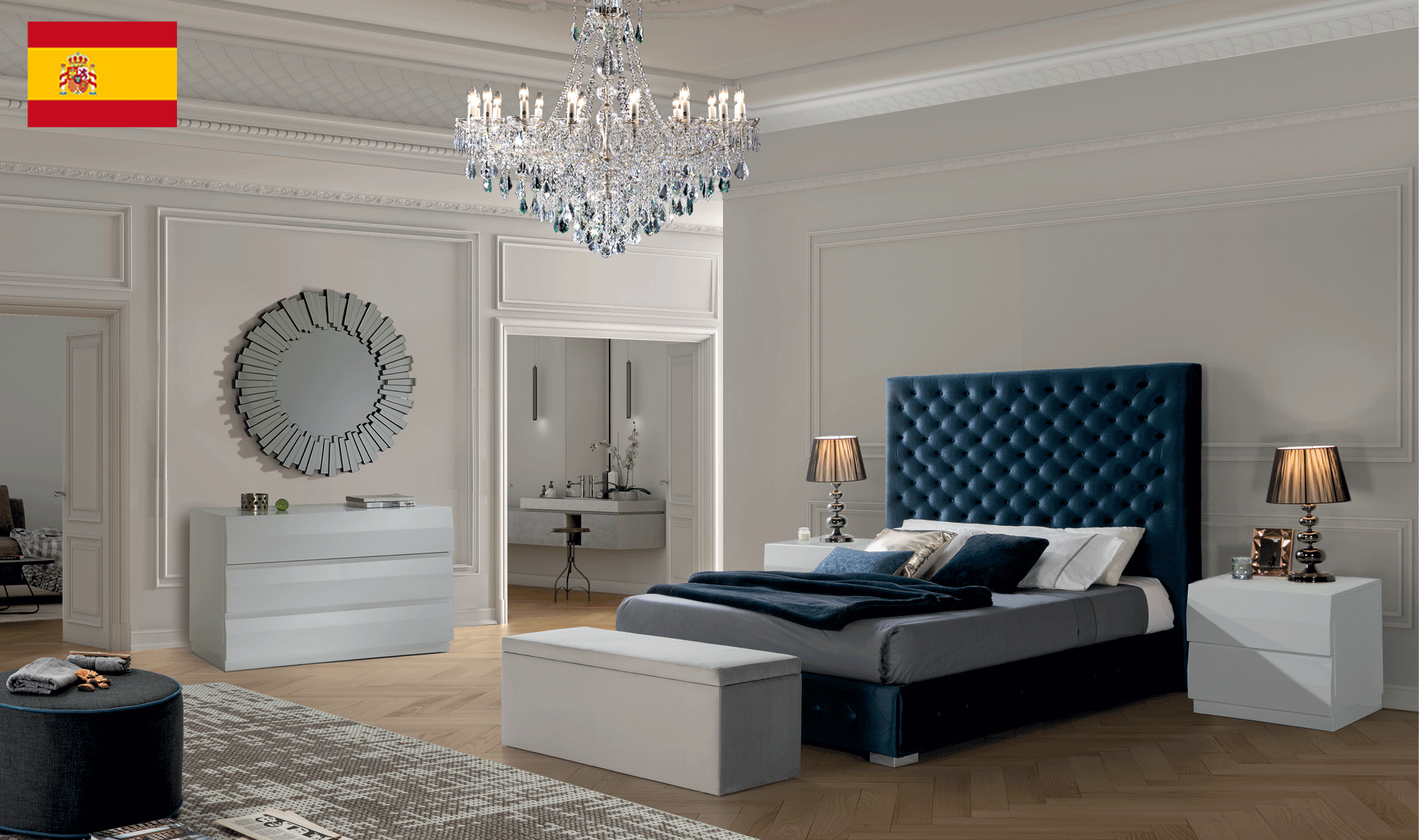 Brands Dupen Mattresses and Frames, Spain Leonor Blue Bedroom w/ storage, M152, C152, E100