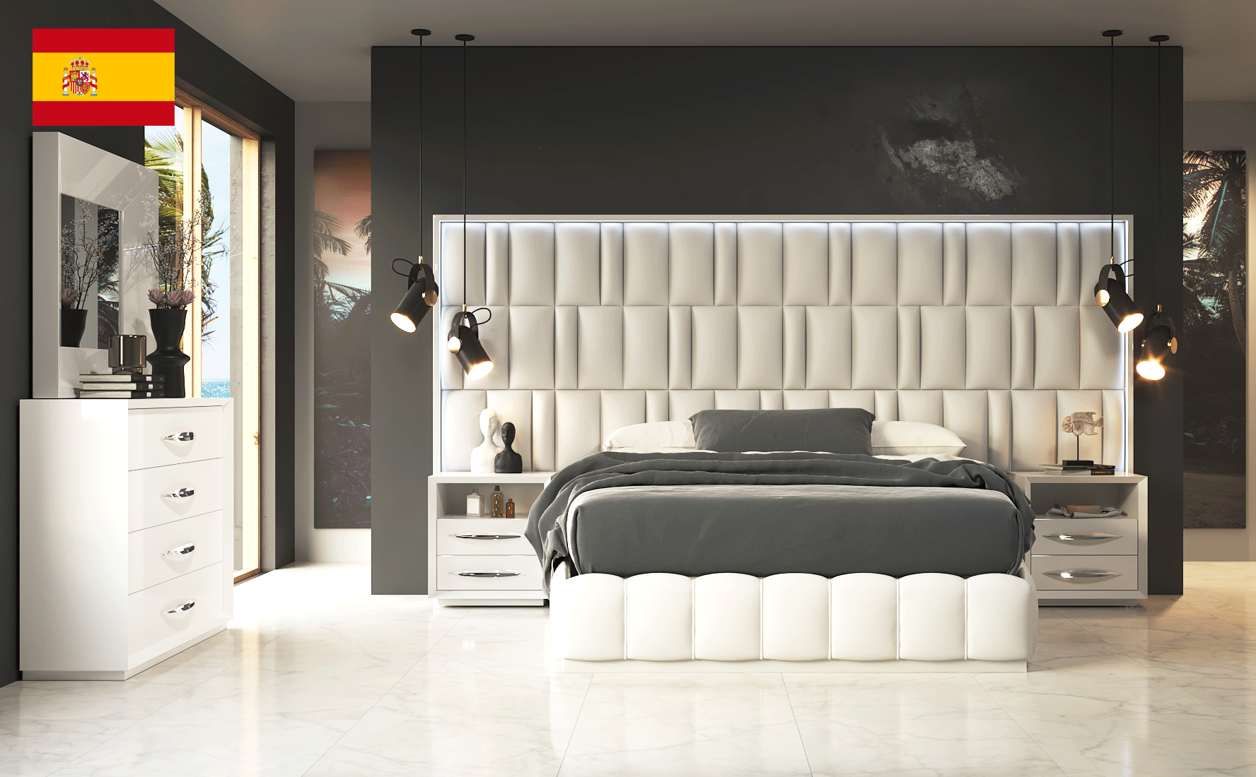 Brands Franco Furniture Bedrooms vol2, Spain Orion Bed with Emporio Nightstands
