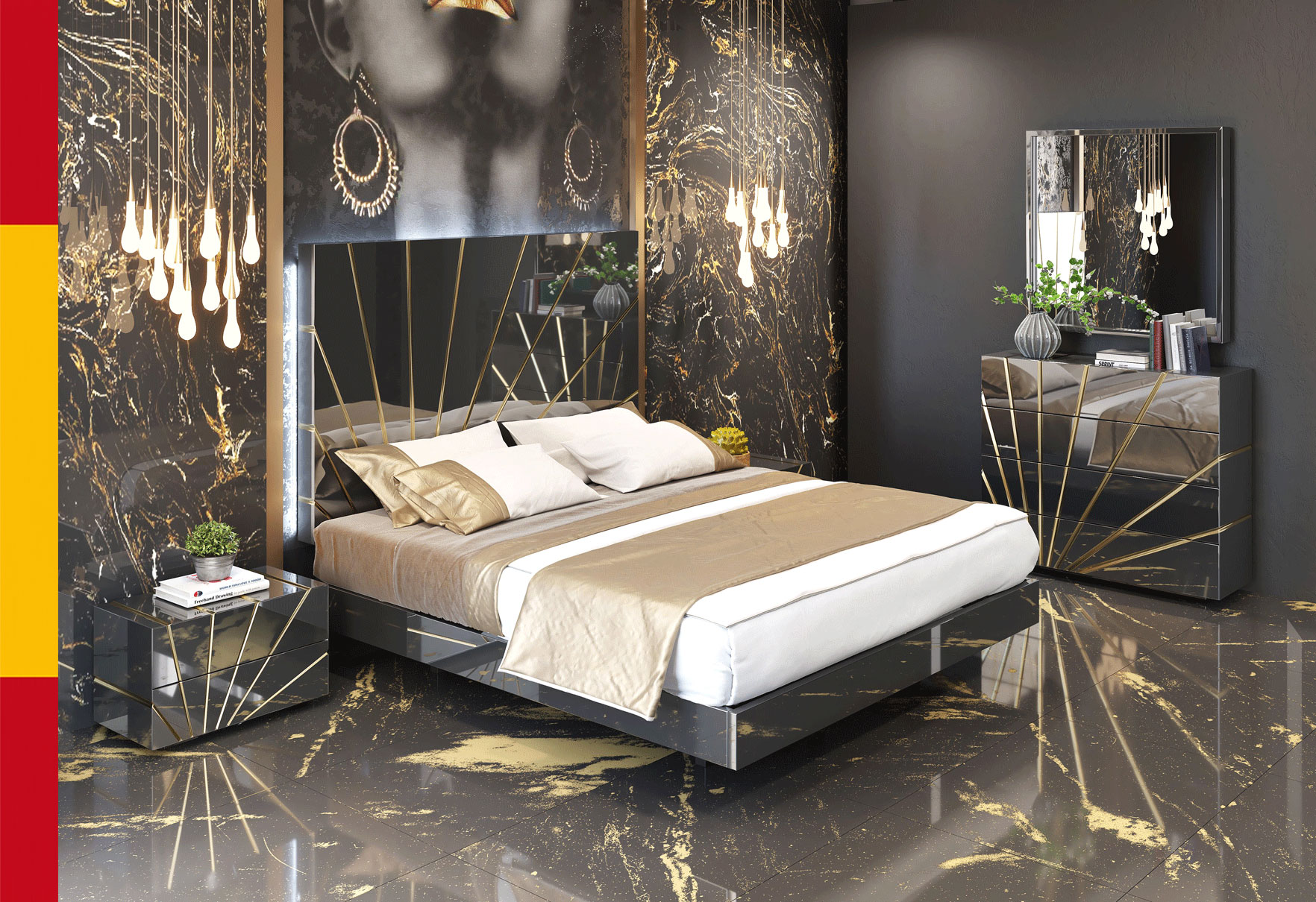 Bedroom Furniture Dressers and Chests Oro Black Bedroom Comp 2