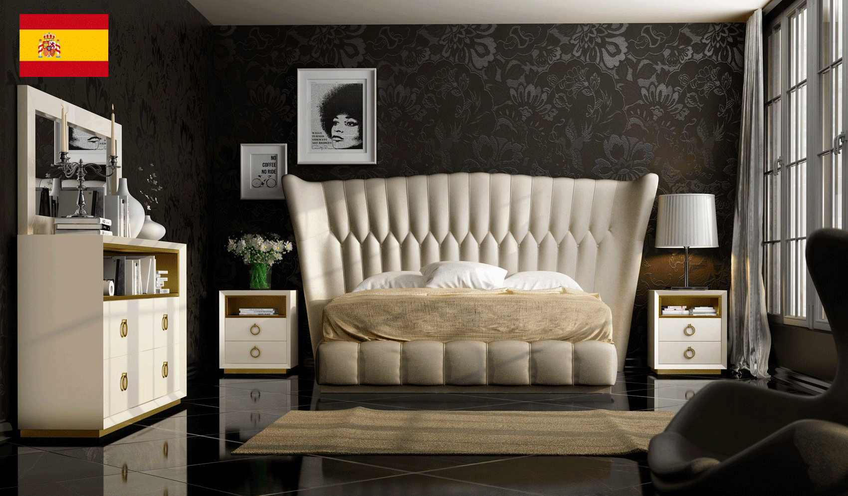 Brands Franco Furniture New BELLA Vanity Chest Velvet Bedroom