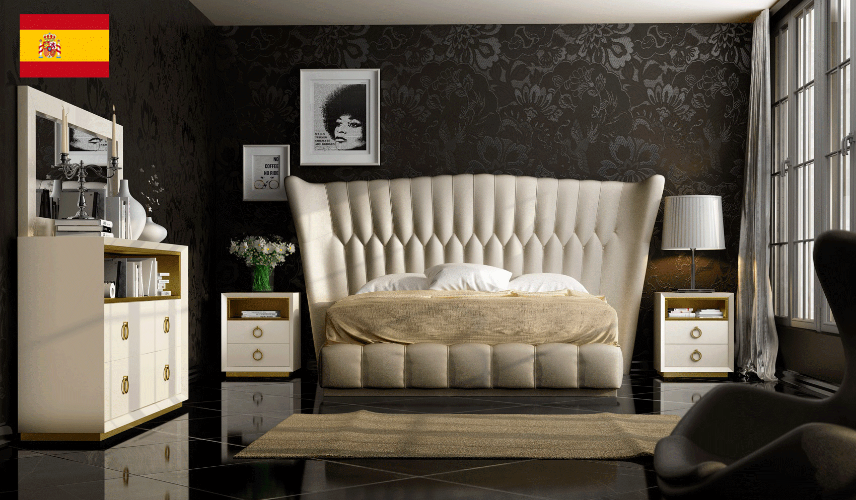 Brands Franco Gold Velvet Bedroom