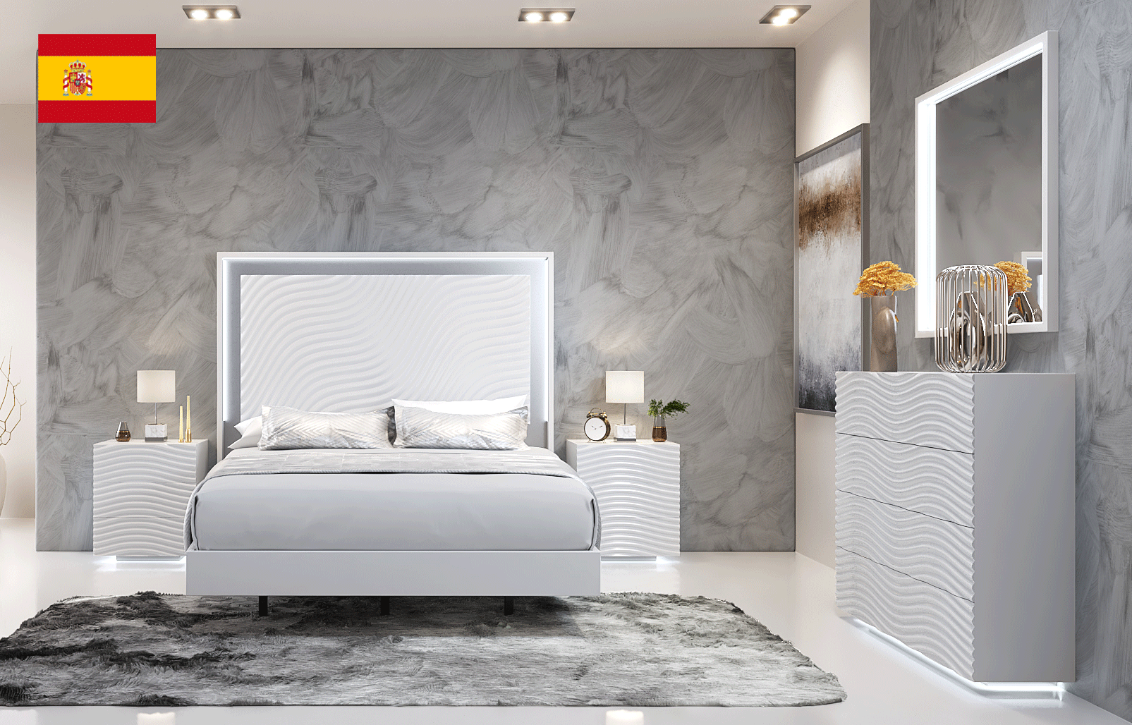 Brands Franco ENZO Bedrooms, Spain Wave Bedroom White