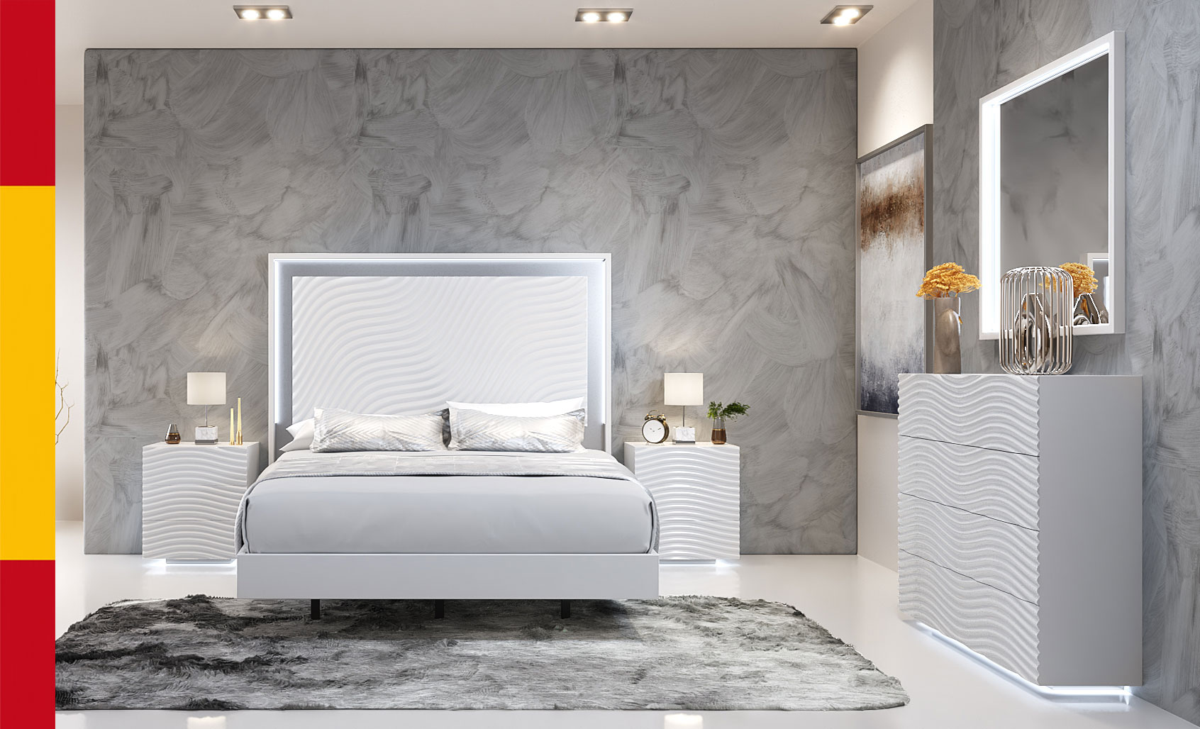 Bedroom Furniture Modern Bedrooms QS and KS Wave Bedroom White