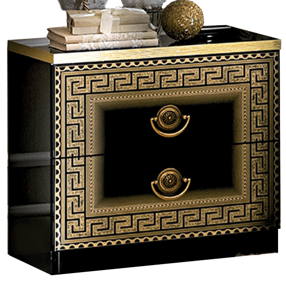 Bedroom Furniture Classic Bedrooms QS and KS Aida Black-Gold Nightstand