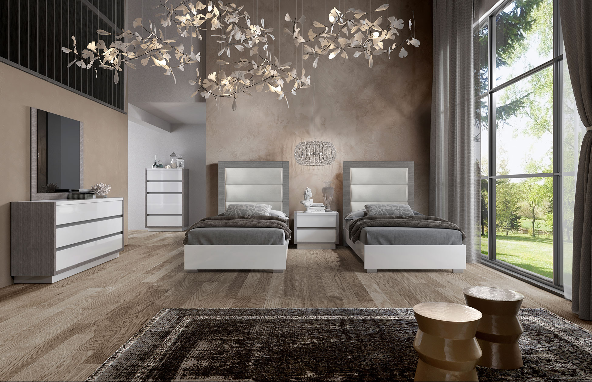 Bedroom Furniture Modern Bedrooms QS and KS Mangano 48" Bed