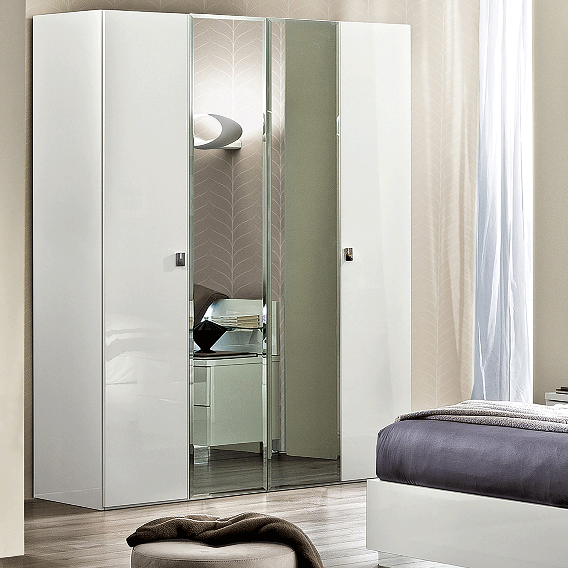 Bedroom Furniture Classic Bedrooms QS and KS Onda 4 Door Wardrobe White