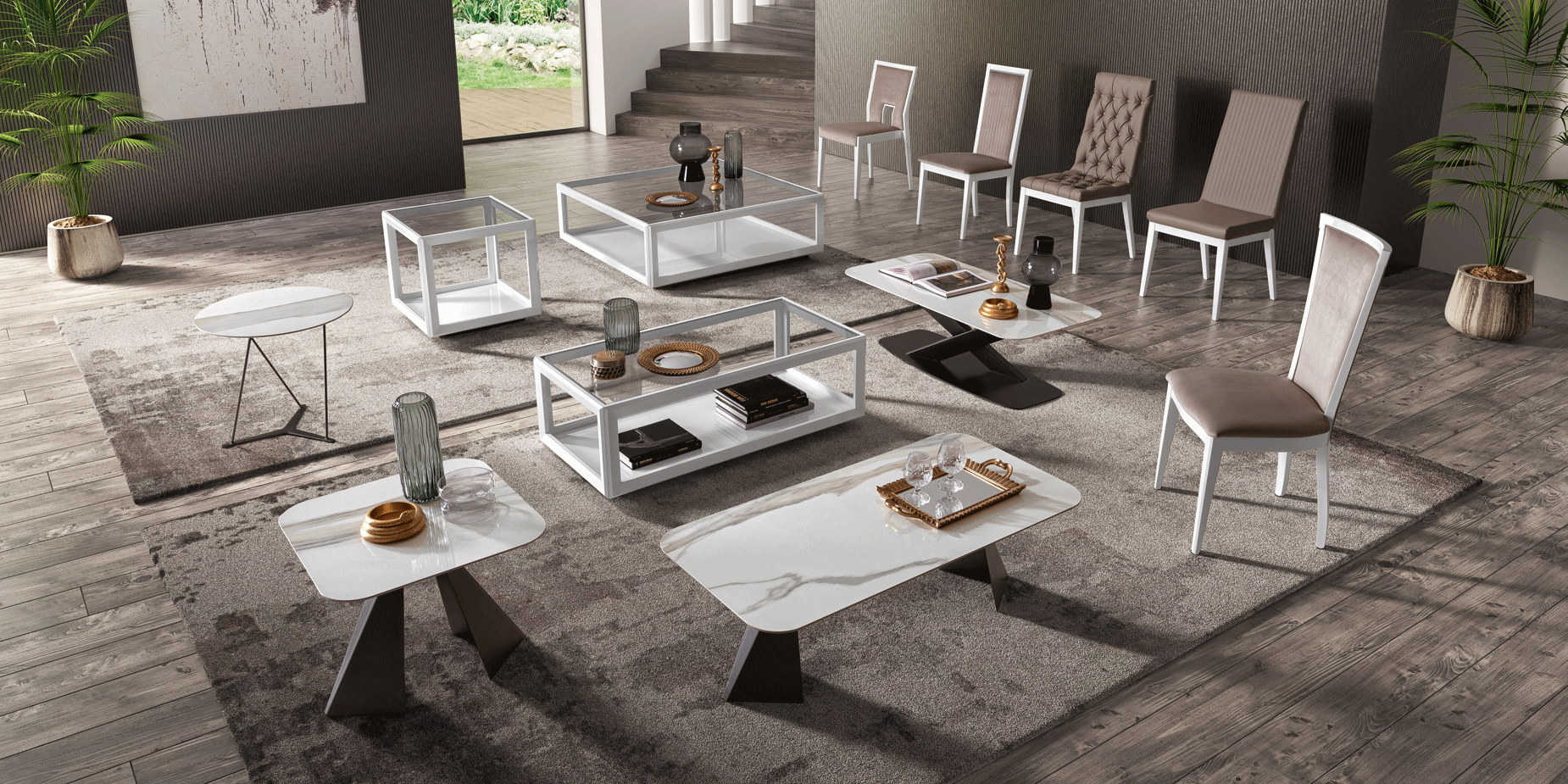 Dining Room Furniture Marble-Look Tables Elite WHITE Dining room Additional items