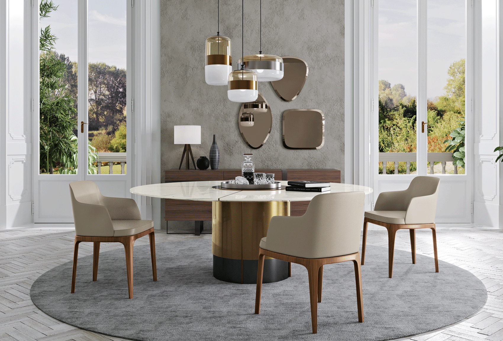 Living Room Furniture Sectionals Leandro Dining Table with Sienna chairs