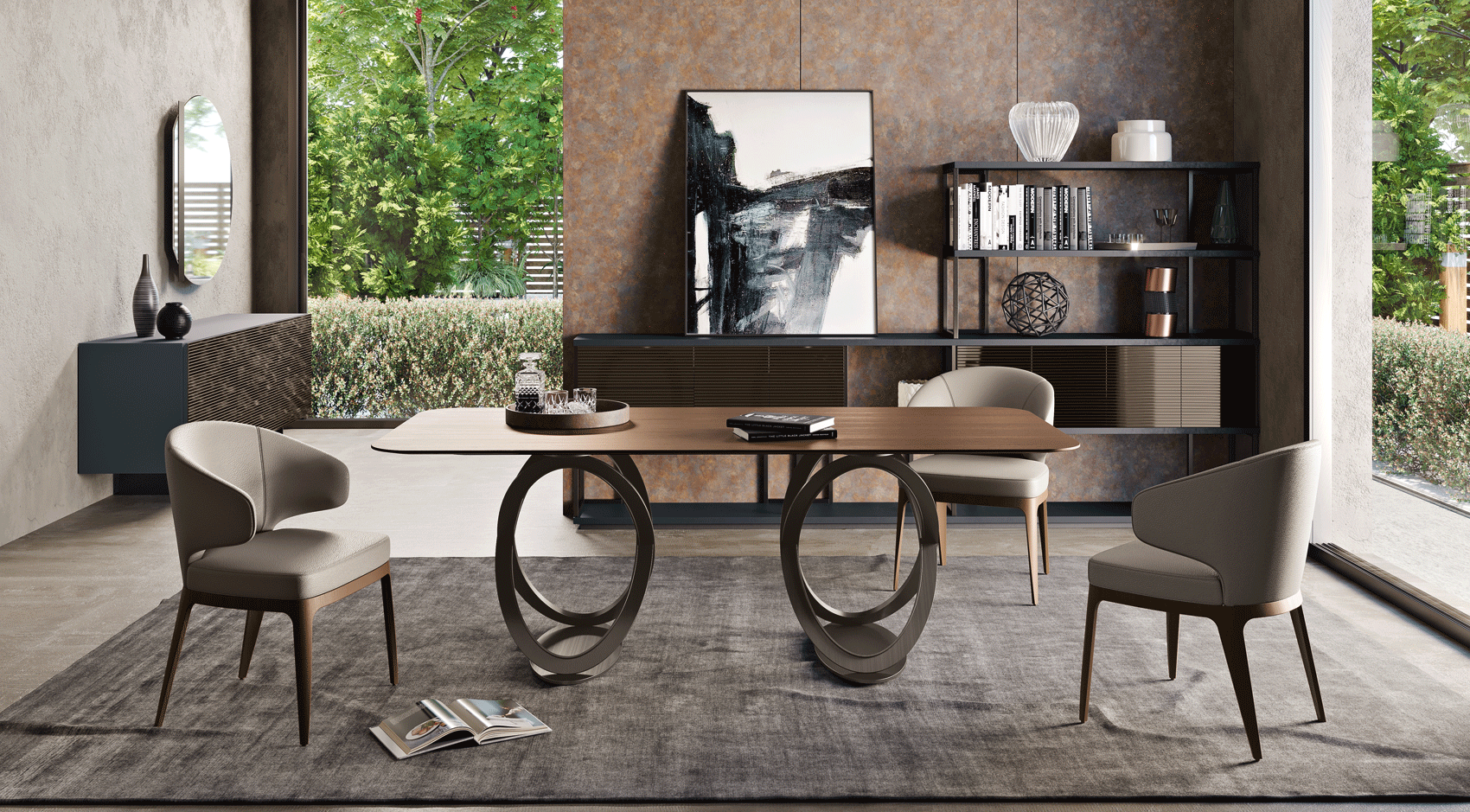 Living Room Furniture Sectionals Sfera Dining Table with Celine chairs