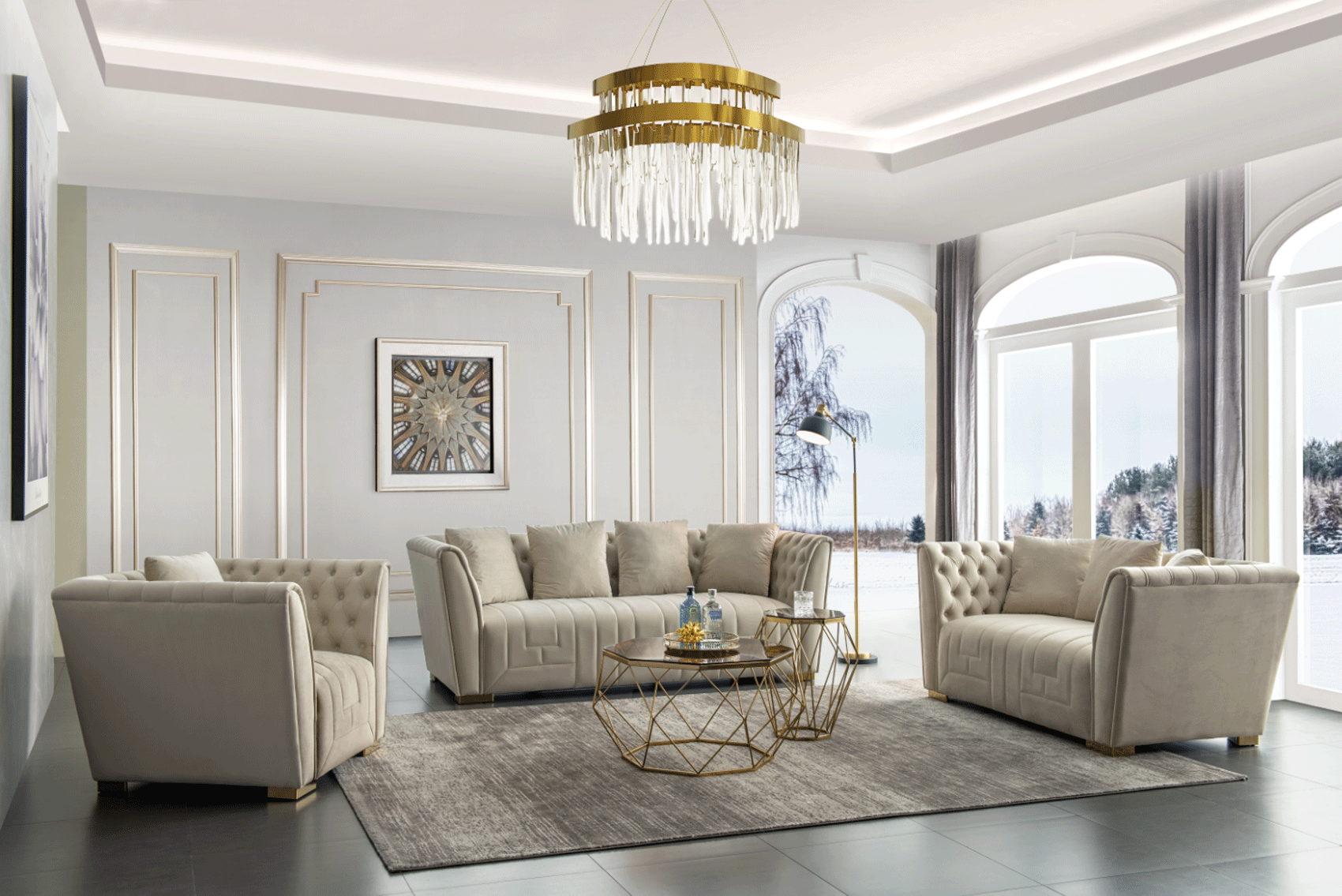 Living Room Furniture Sleepers Sofas Loveseats and Chairs PM15 LIVING ROOM SET BEIGE FABRIC