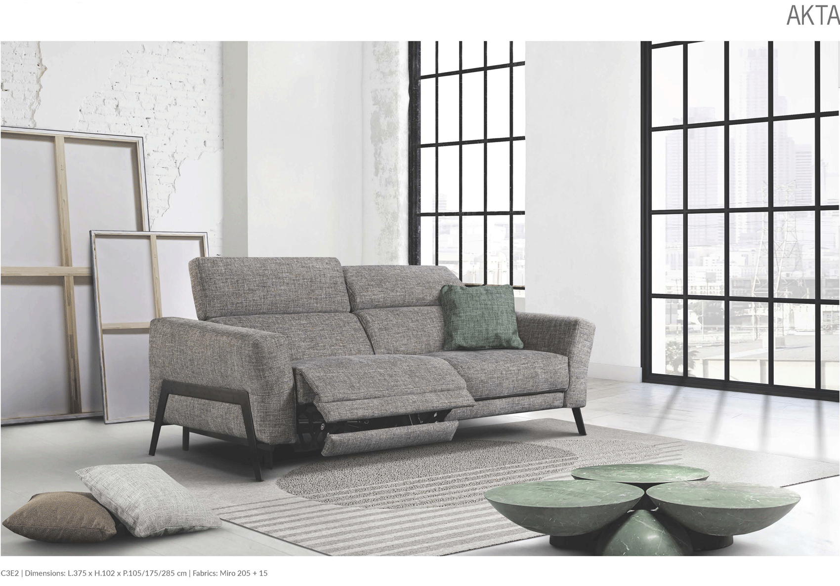 Brands European Living Collection Akta Sofa w/Recliner