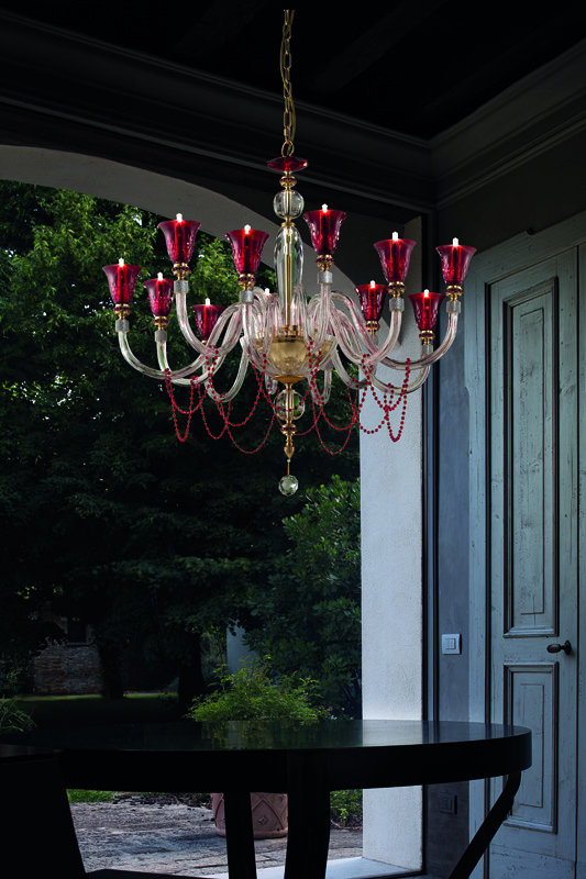 Brands Euroluce Macrame Collection Claire L6+6 ruby