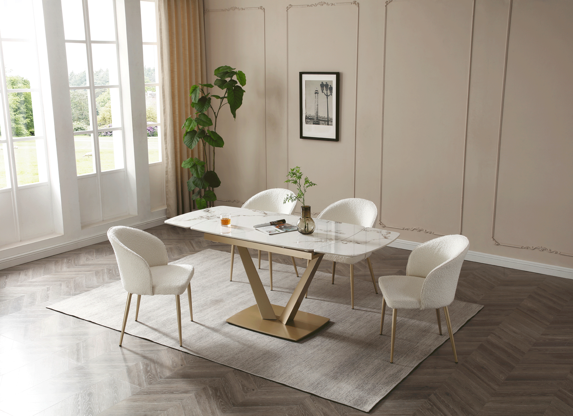 Brands Garcia Sabate REPLAY 109 Table Golden with 2107 Chairs