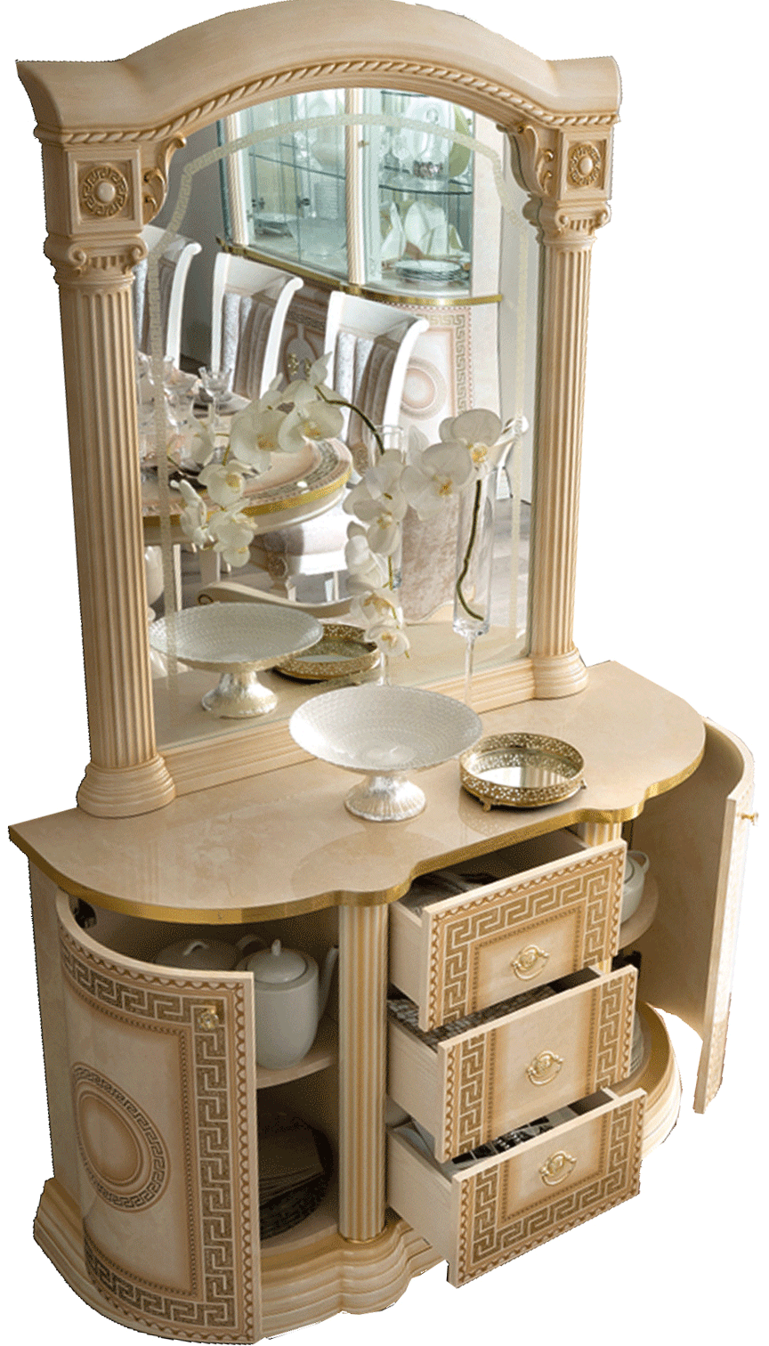 Dining Room Furniture Marble-Look Tables Aida 2 door Buffet Ivory