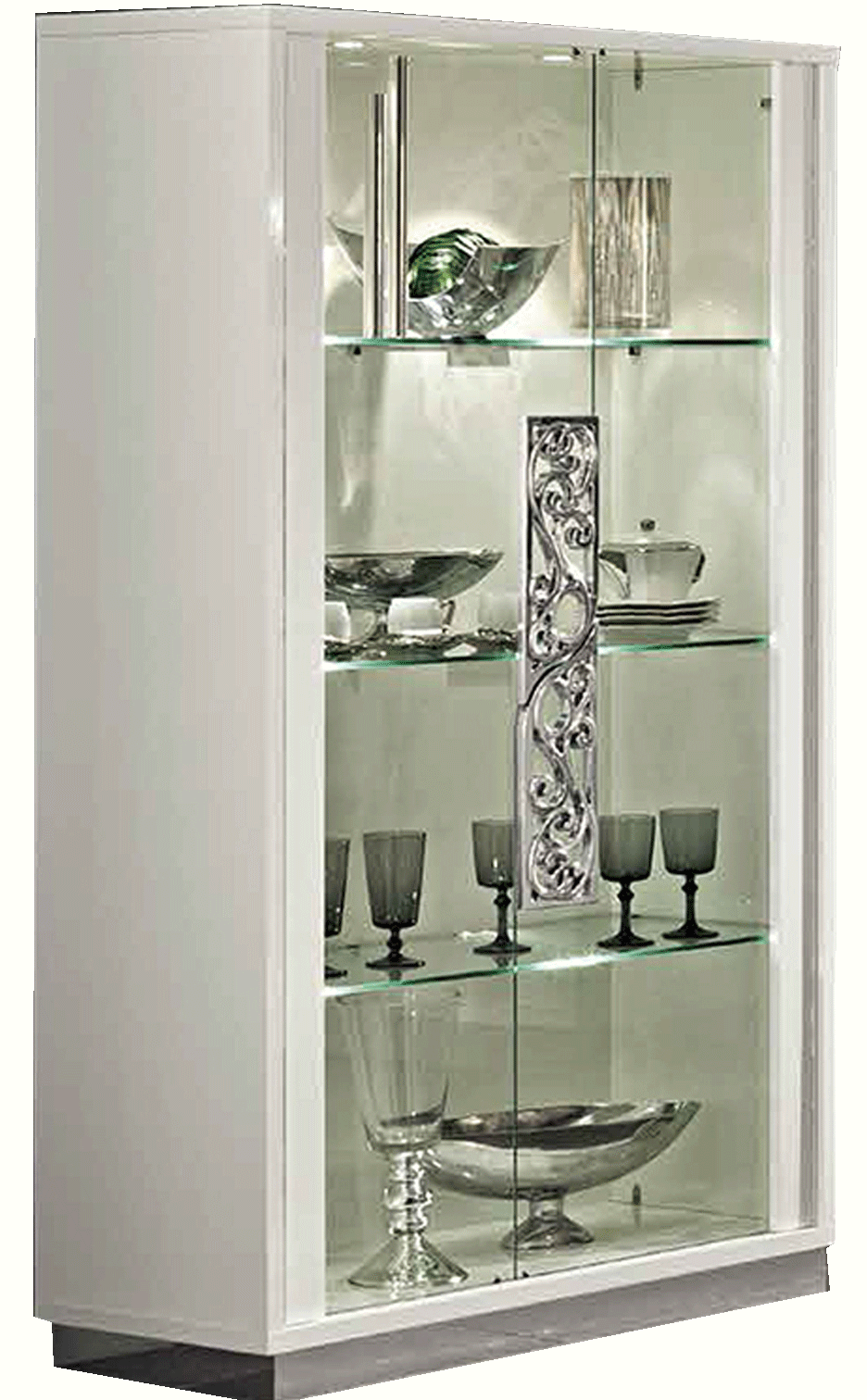 Dining Room Furniture Marble-Look Tables Roma 2-Door Curio White
