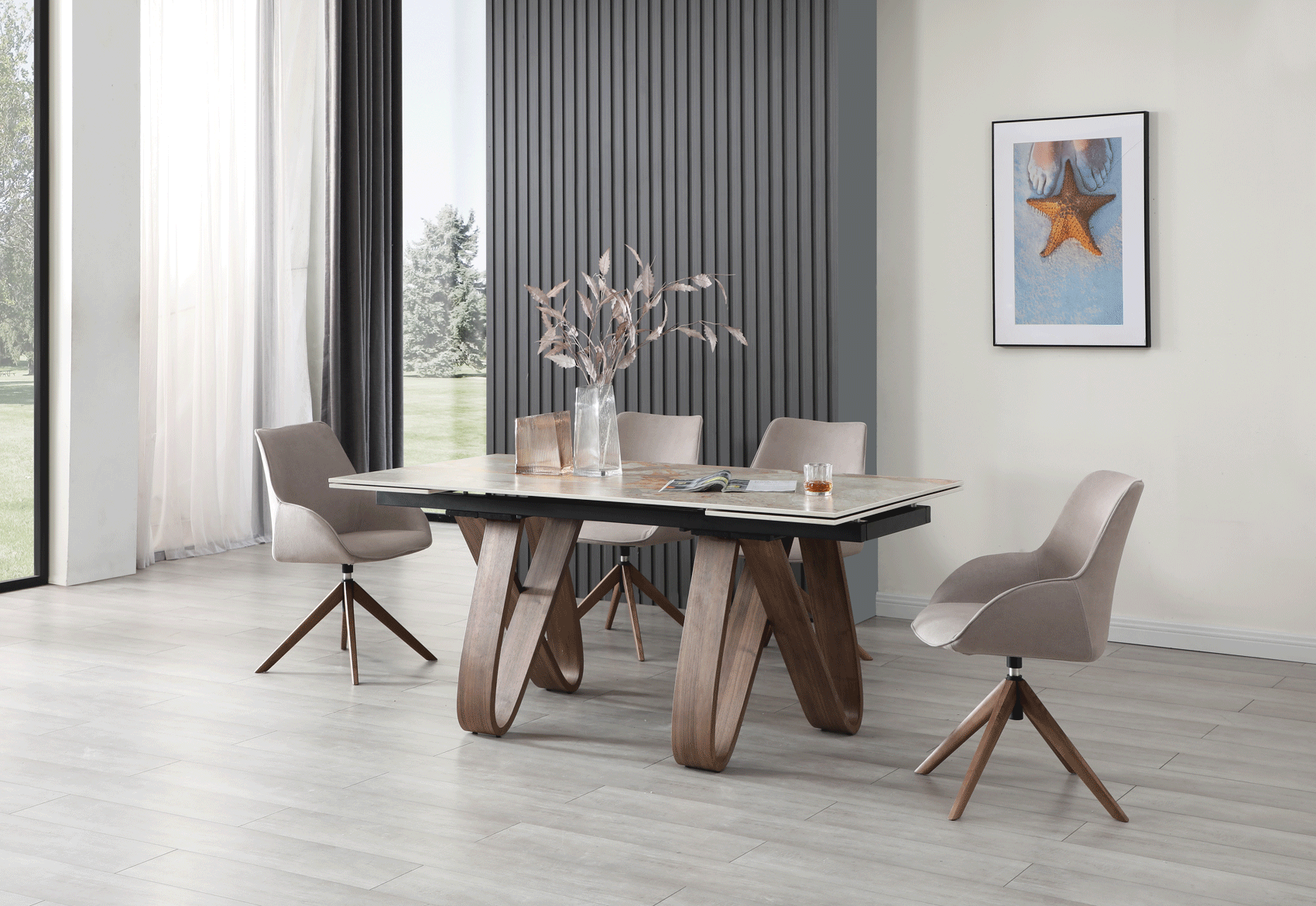 Clearance Dining Room 9086 Table with 1327 swivel Chairs