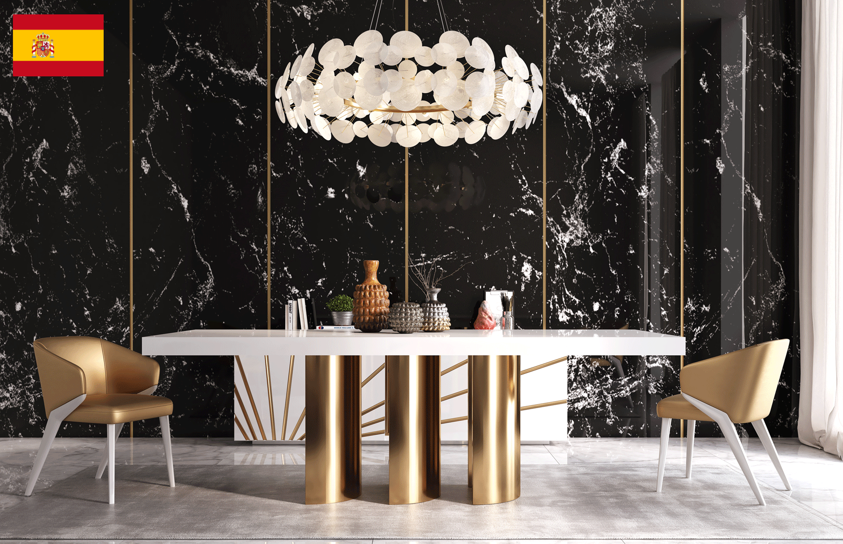 Dining Room Furniture Marble-Look Tables Oro White Dining room