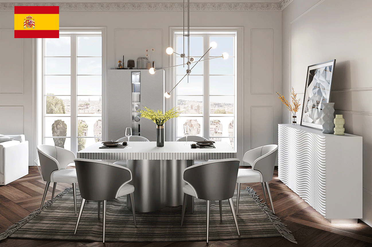 Dining Room Furniture Marble-Look Tables Wave Dining White