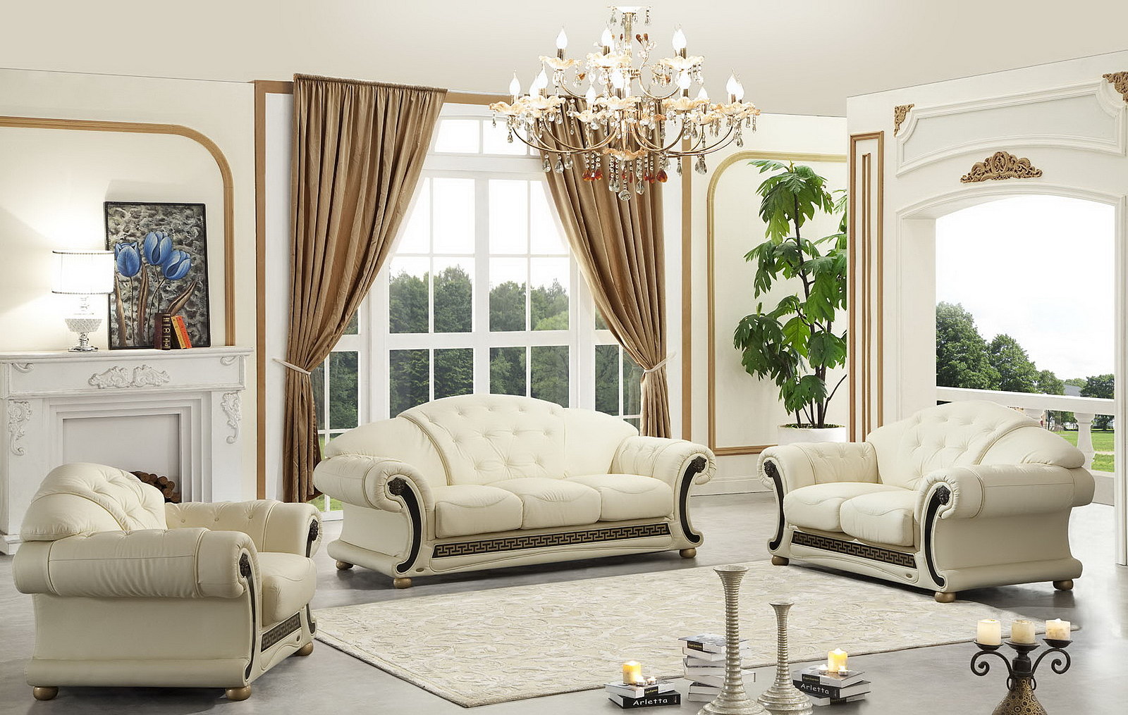 Living Room Furniture Sofas Loveseats and Chairs with Sleepers Apolo Ivory