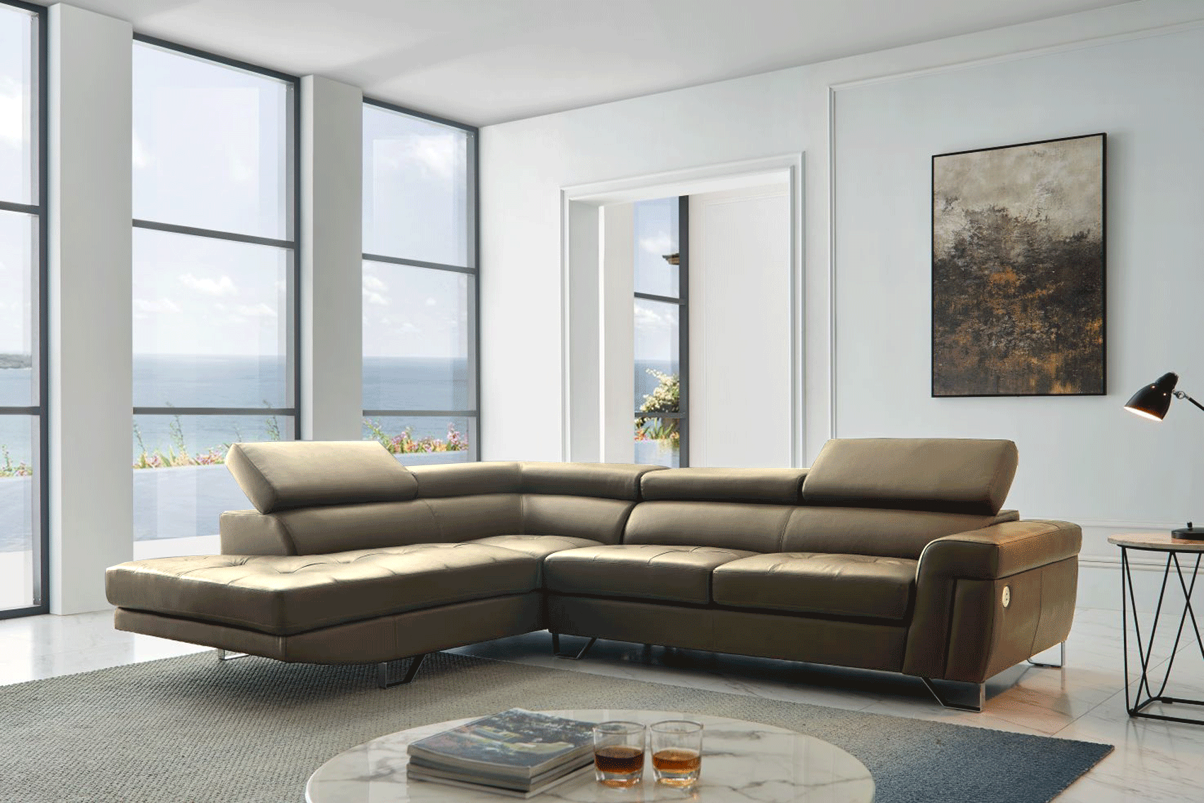 Clearance Living Room 1807 Sectional Left Taupe