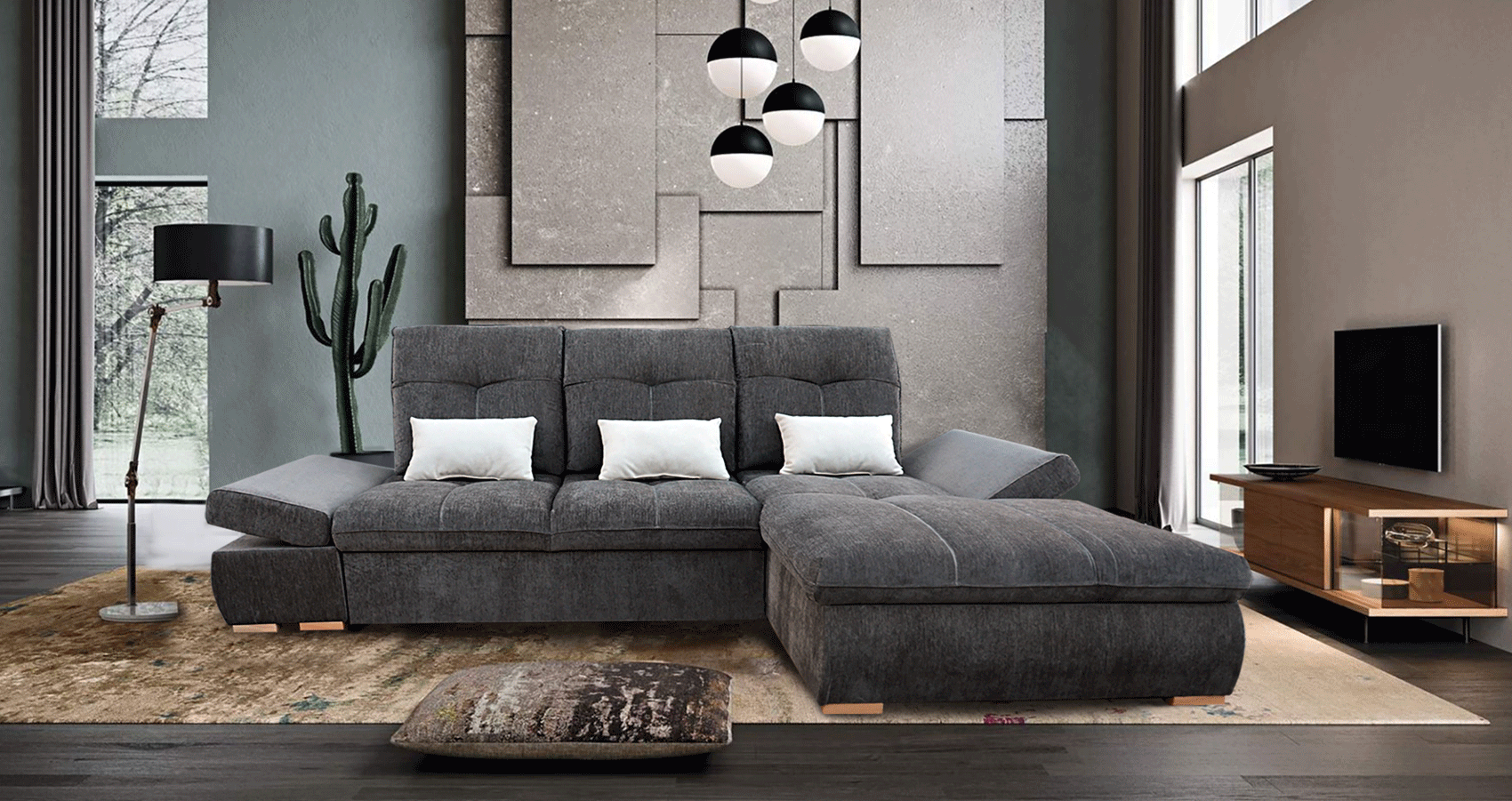 Living Room Furniture Sectionals with Sleepers Estero Sectional Right with Bed and storage