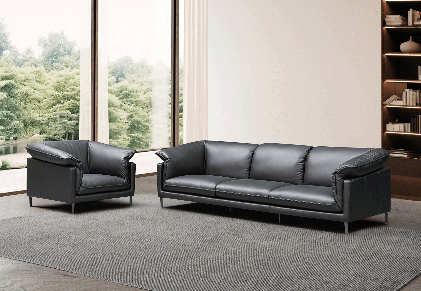 Living Room Furniture Sofas Loveseats and Chairs F011 Living Room Set Black