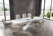 9113 Dining Table with 1218 swivel Grey Chairs